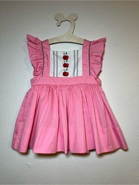 The‎ Proper Peony Pink Ruffle Sundress with Apple Embroidery size 18 months